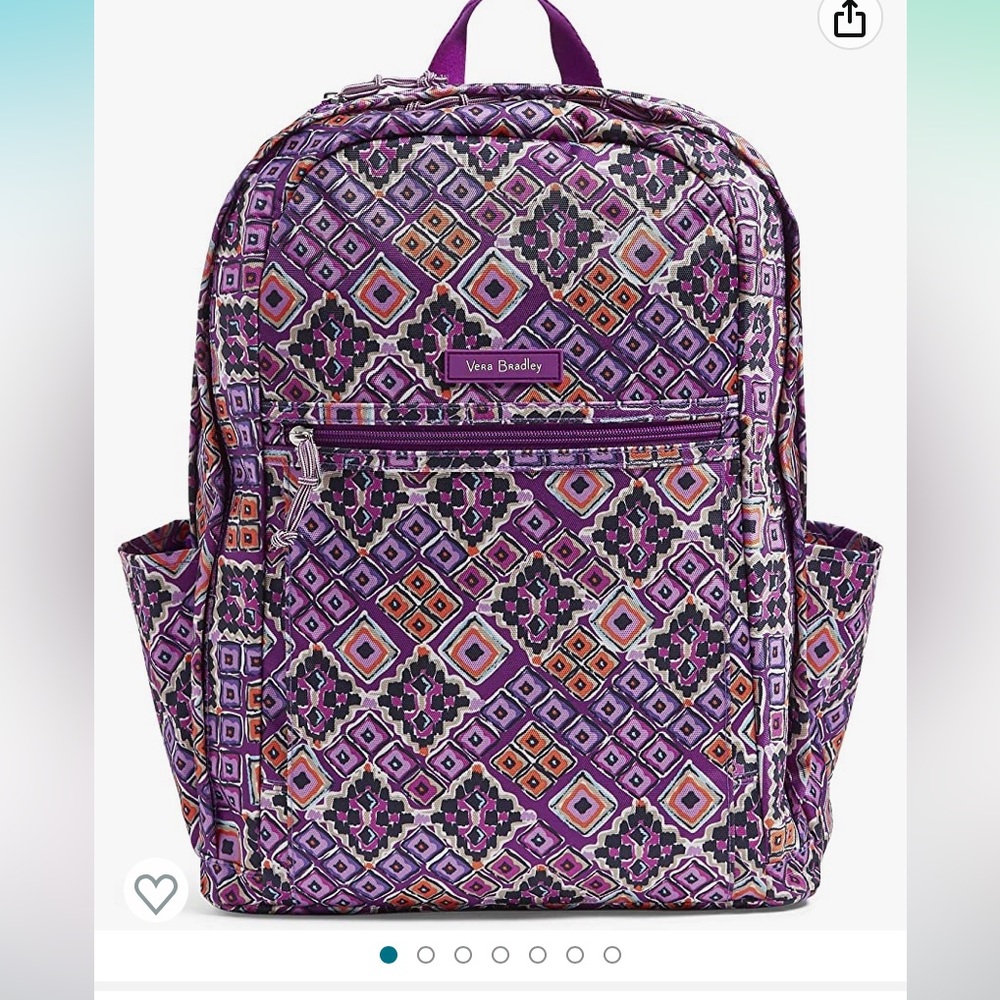 π 2x HP! NEW Vera Bradley Lighten Up Grand Backpack - Dream Diamonds Purple - Picture 4 of 11